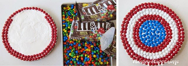 Red, White, and Blue M&M Cookie Cake | HungryHappenings.com