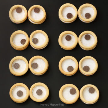 cookie googly eyes with candy glass that really wiggle.