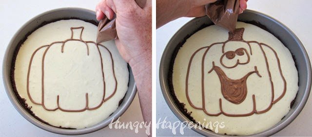 How to add a Halloween design to a cheesecake | HungryHappenings.com