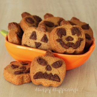 peanut butter pumpkin jack-o-lantern cookies