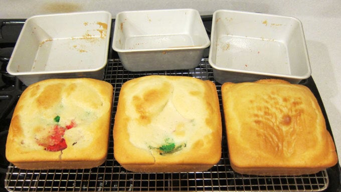 Remove the baked cakes from the pan then allow to cool.