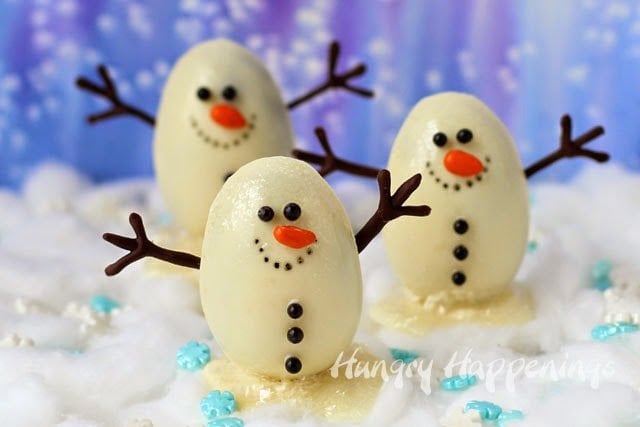 Snowman Truffles filled with Chocolate Hazelnut Coffee Ganache | HungryHappenings.com