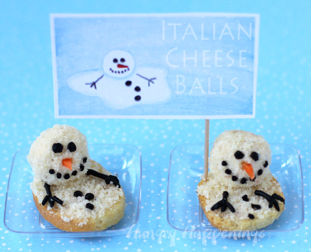 Italian Cheese Ball Snowmen for Christmas