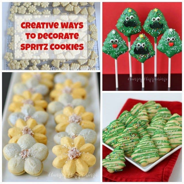 It's been years since I made Spritz Cookies, but after watching a Wilton Method®: Christmas Spritz Cookie video on CreativeBug.com, I was inspired to give them another try and spent an afternoon baking a big batch then found some creative ways to decorate spritz Christmas cookies for our Christmas eve party.