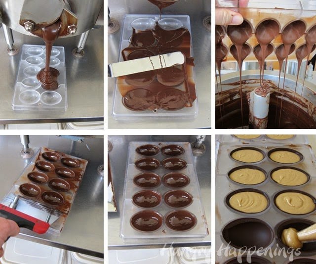 How to make chocolate filled eggs using polycarbonate candy molds | https://hungryhappenings.com/