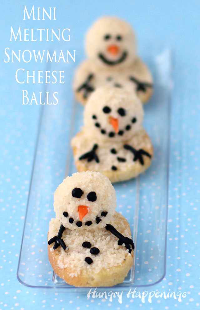 Fun Christmas appetizers - Mini Melting Snowman Cheese Balls