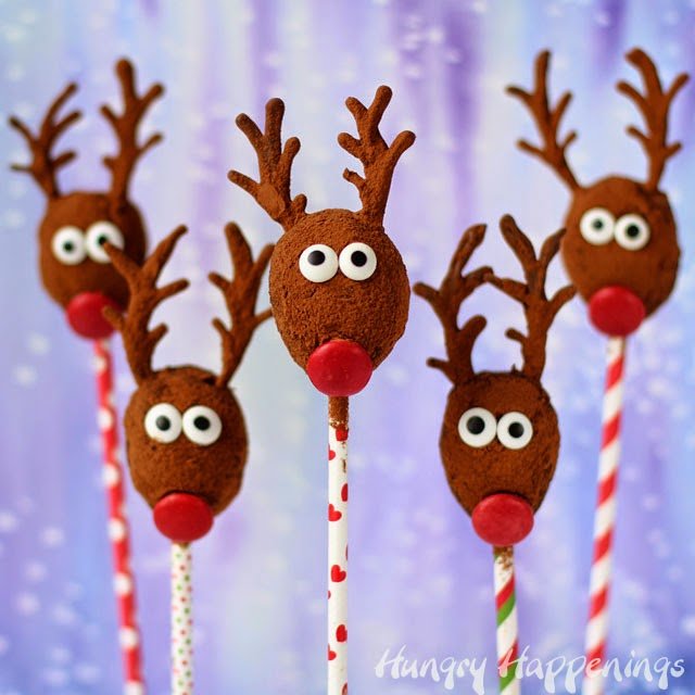 Chocolate reindeer lollipops.
