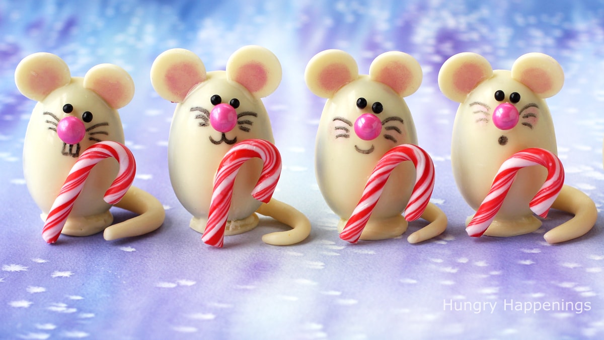white chocolate mice Christmas candy