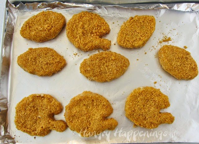 Homemade football and helmet shaped chicken nuggets from HungryHappenings.com