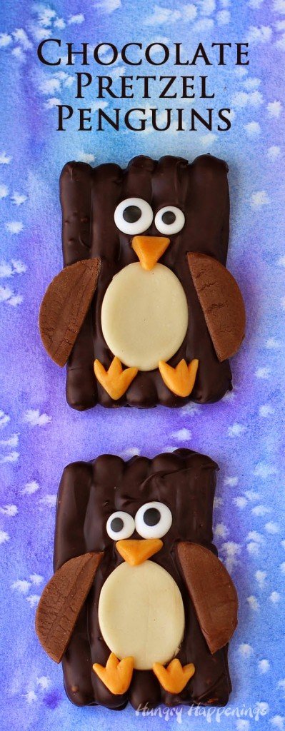 Chocolate Pretzel Penguins will warm your heart on a cold winter day. | HungryHappenings.com