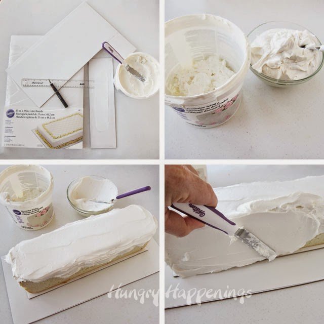 How to frost a long loaf cake.