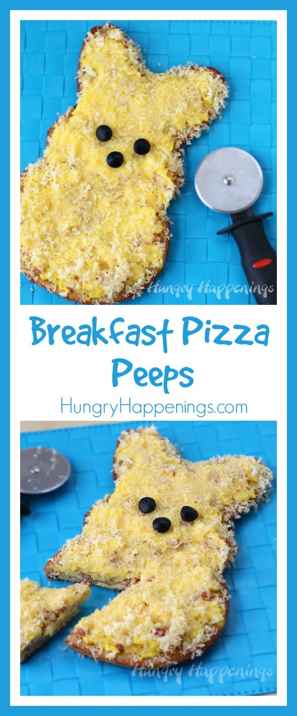 Peeps for Breakfast? I've enjoyed many a Peep for breakfast, but none quite as satisfying as this Egg, Ham and Cheese Breakfast Pizza Peeps I made as part of a post sponsored by Wilton.