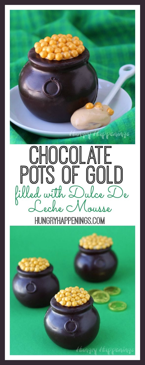St. Patrick's Day isn't a party type holiday for most people, but serving an amazing dessert like a Chocolate Pot of Gold filled with Dulce de Leche Mousse after dinner will make it a meal to remember.