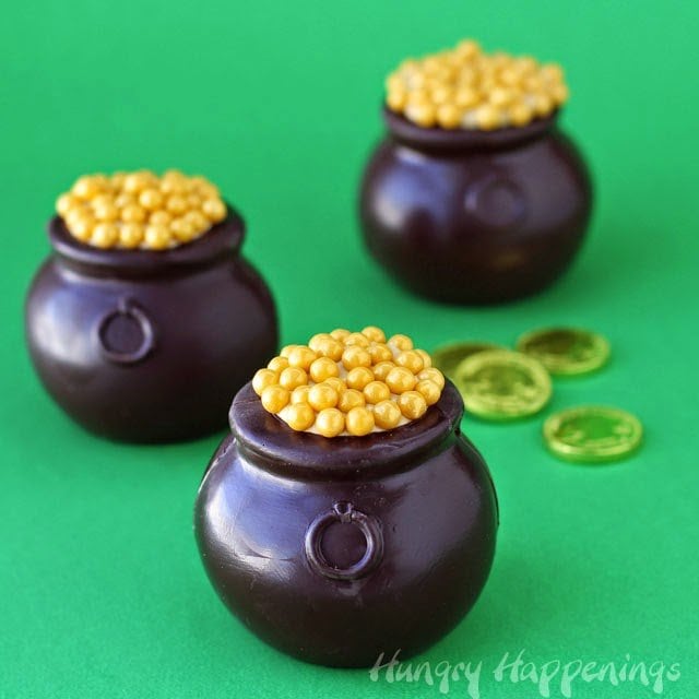 Chocolate Pot of Gold filled with Dulce de Leche Mousse
