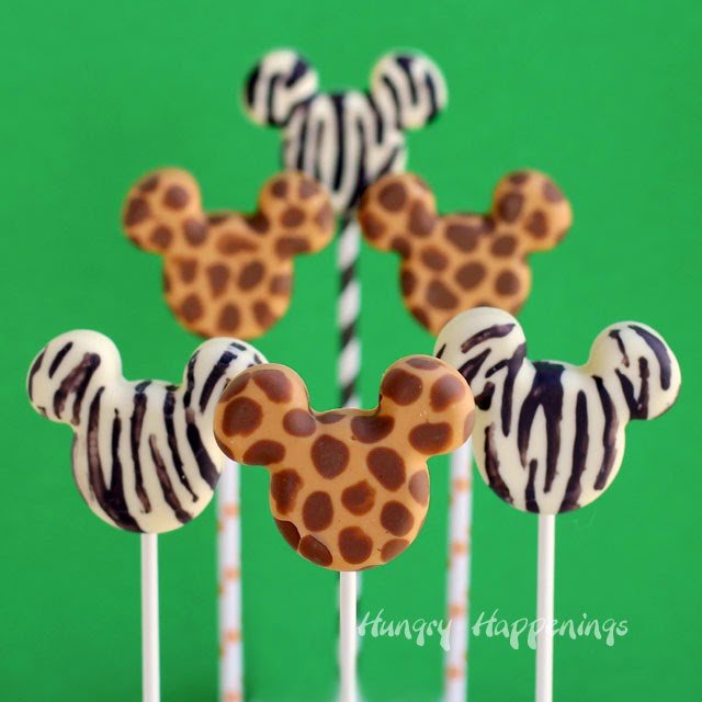 Learn how to make Mickey Mouse Animal Print Lollipops at HungryHappenings.com