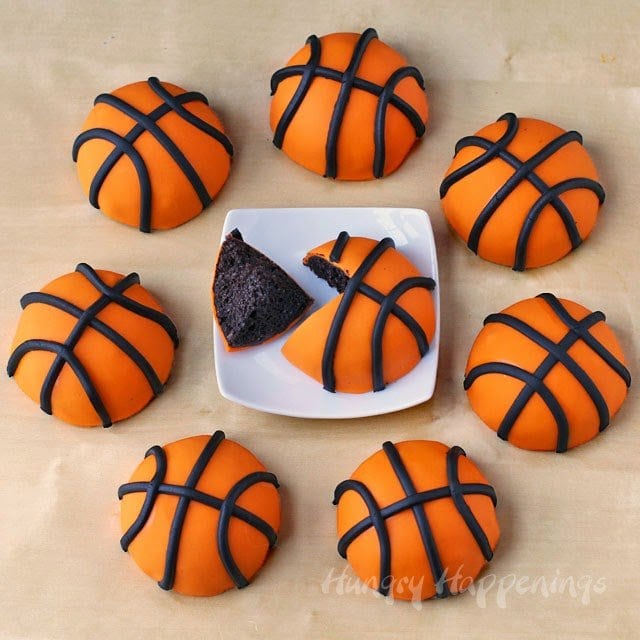 How to make mini basketballs cakes tutorial from HungryHappenings.com