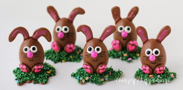 Peanut Butter Fudge Filled Chocolate Easter Egg Bunnies