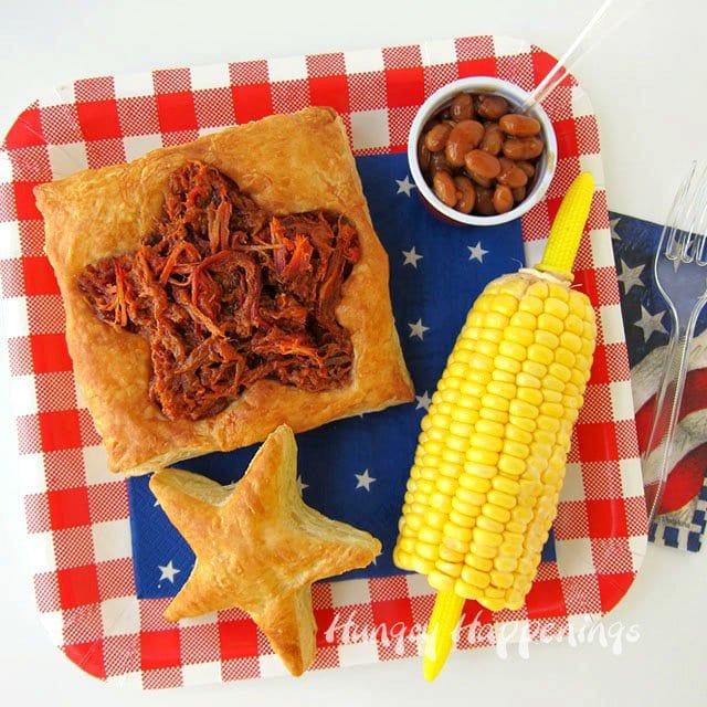 Here's a fun way to serve BBQ Pulled Pork or Beef at your 4th of July picnic and you wont have sauce dripping down your arms. | HungryHappenings.com
