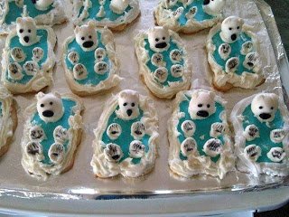 platter of polar bear cookies.