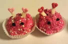warm fuzzy cake balls covered in Valentine's Day sprinkles. 