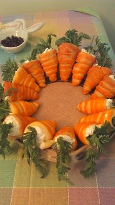 crescent roll carrots arranged in a ring.