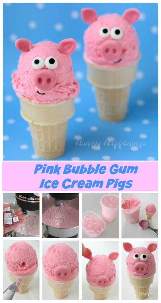 These adorable Pink Bubble Gum Ice Cream Cone Pigs will bring the kid out in everyone. This fun treat is great for cooling off in the summer!