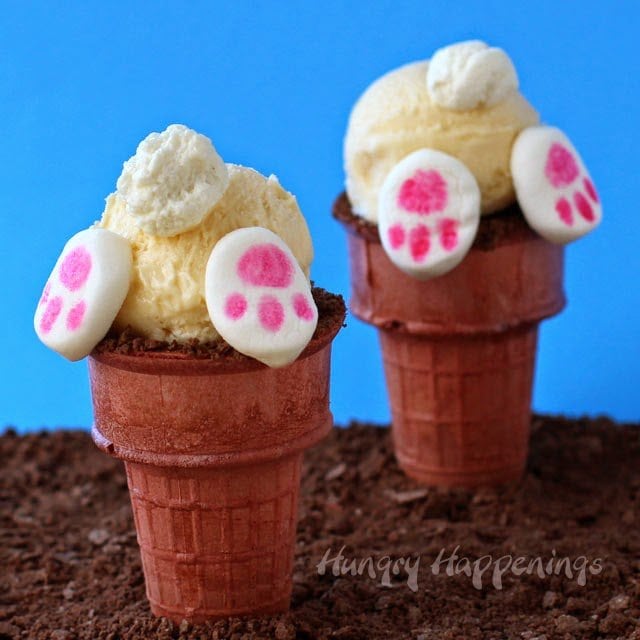 Bunny Butt Ice Cream Cones - HungryHappenings.com Recipes