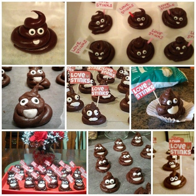 Chocolate Caramel Fudge Smiling Poop Emoji make fun treats for Valentine's Day.