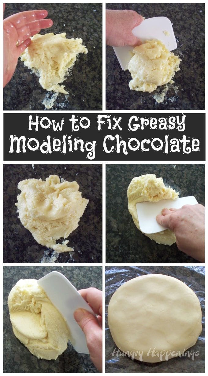 How to fix greasy modeling chocolate. Follow the step-by-step tutorial to make your oily modeling chocolate smooth and workable. 