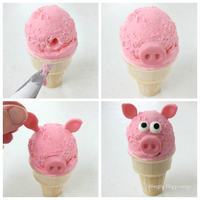 How to make Pink Bubble Gum Ice Cream Cone Pigs