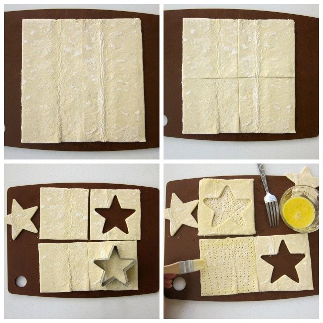 How to make a star shaped puff pastry shell for 4th of July. 