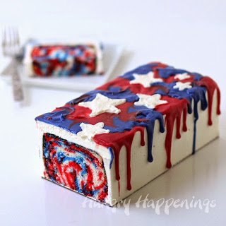 Red, White and Blue Tie-Dye Cake | HungryHappenings.com