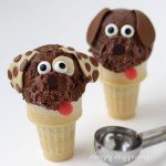 Scoop some decadently rich and creamy Double Chocolate Cashew Milk Ice Cream onto cones to make these adorable puppies. Recipe from HungryHappenings.com