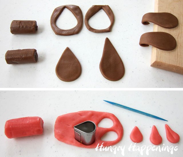How to make ears and a tongue for puppy ice cream cones. 