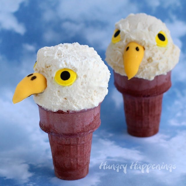Ugly eagle ice cream cones that look a little more like buzzards!