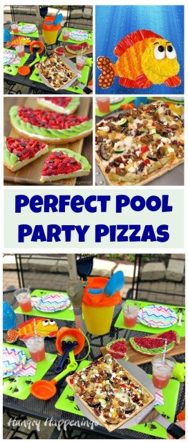Make your pool party even more fun by creating festive pizza appetizers and desserts and allowing your guests to customize their own grilled pizzas.