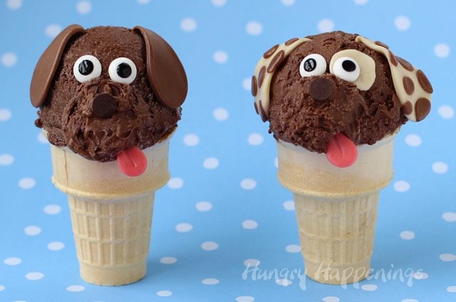 Serve up some fun this summer by making these cute Puppy Ice Cream Cones. Instructions at HungryHappenings.com