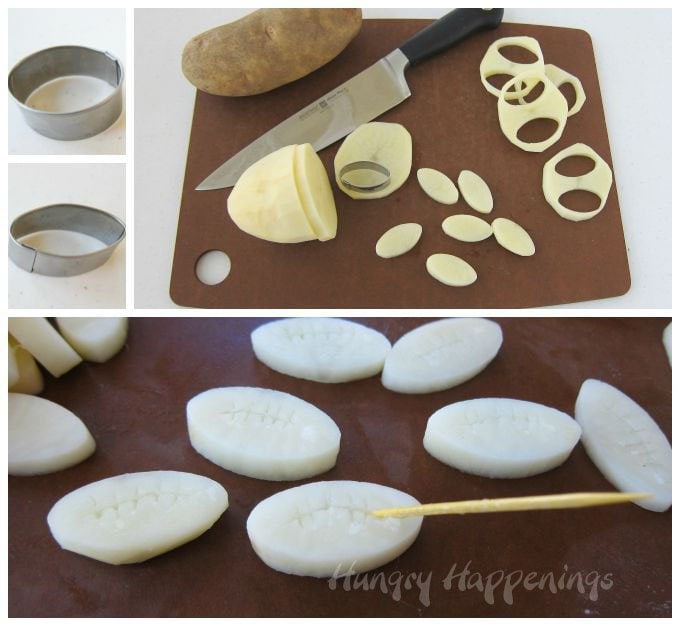 Use a small oval cookie cutter to create football shaped french fries for your football parties. 