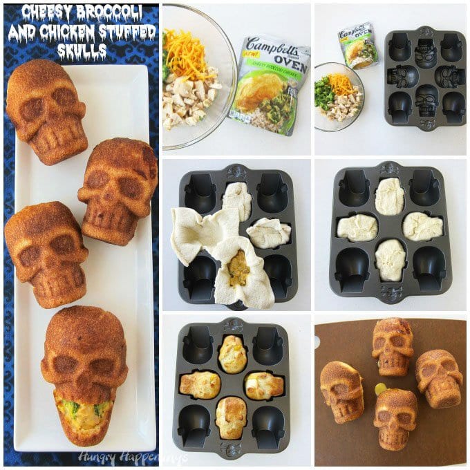 Scare up some fun this Halloween for dinner and serve some Cheesy Broccoli and Chicken Stuffed Skulls. See the recipe at HungryHappenings.com.