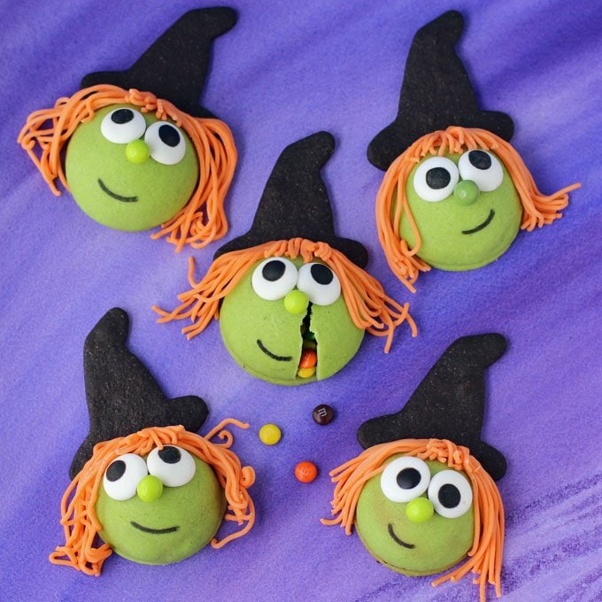 Crack open one of these bewitchingly cute Halloween treats to find candy hiding inside. You can make these Candy Filled Witch Cookies cute or Kooky. See how at Hungry Happenings.