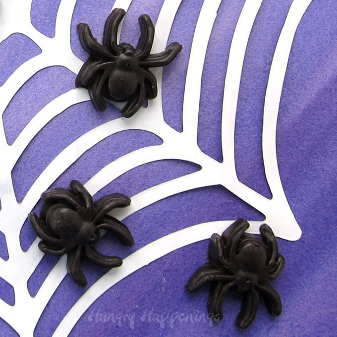 Transform 3 ingredients into these creepy Halloween treats. See the recipe for Black Caramel Spiders at HungryHappenings.com.