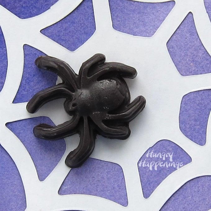 Black caramel candy spiders.