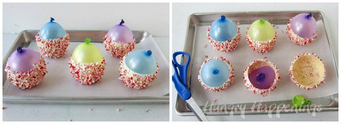 how to make Peppermint Bark Balloon Cups