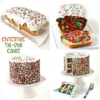 Cut into a slice of one these Christmas Tie-Dye Cakes to reveal red, white, and green, swirls. See the tutorials at HungryHappenings.com.
