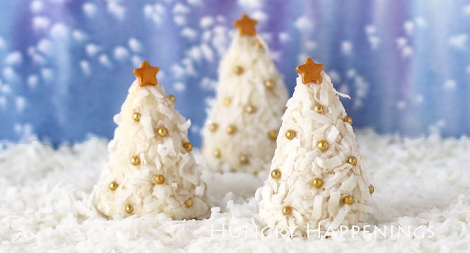 Mix coconut with coconut cream and white chocolate to make these sweet Triple Coconut Christmas Trees.