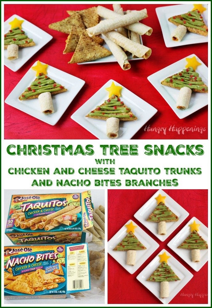 This Christmas have some fun in the kitchen decorating José Olé Taquitos and Nacho Bites to look like festive Christmas Tree Snacks. See how at HungryHappenings.com.