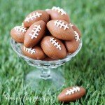 Make 2 ingredient Chocolate Caramel Fudge then use it to make these fun fudge footballs with white chocolate laces. See how at HungryHappenings.com.