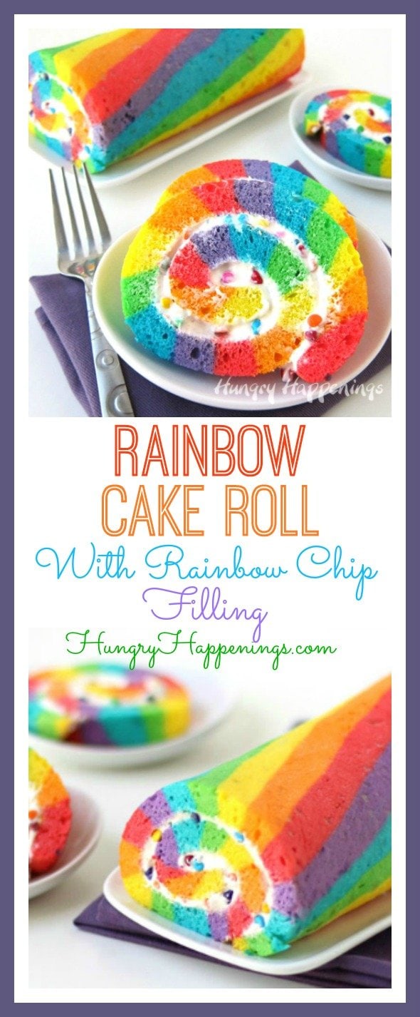 This St. Patrick's Day enjoy a slice of brightly colored Rainbow Cake Roll filled with Rainbow Chip Frosting instead of searching for that elusive pot of gold.