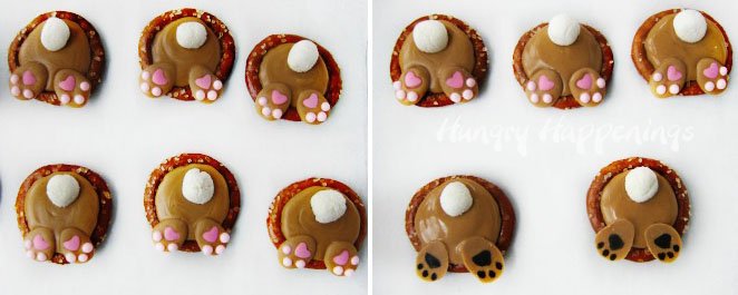 Peanut Butter Bunny Butt Pretzels make adorable additions to your Easter baskets. 