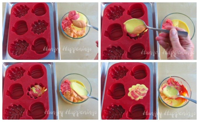 How to swirl colorful cheesecake filling. 